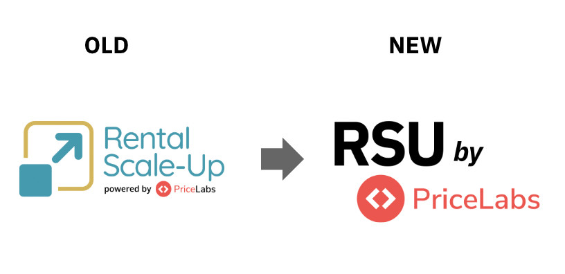 Old Rental Scale Up logo to new rebranded RSU by PriceLabs logo